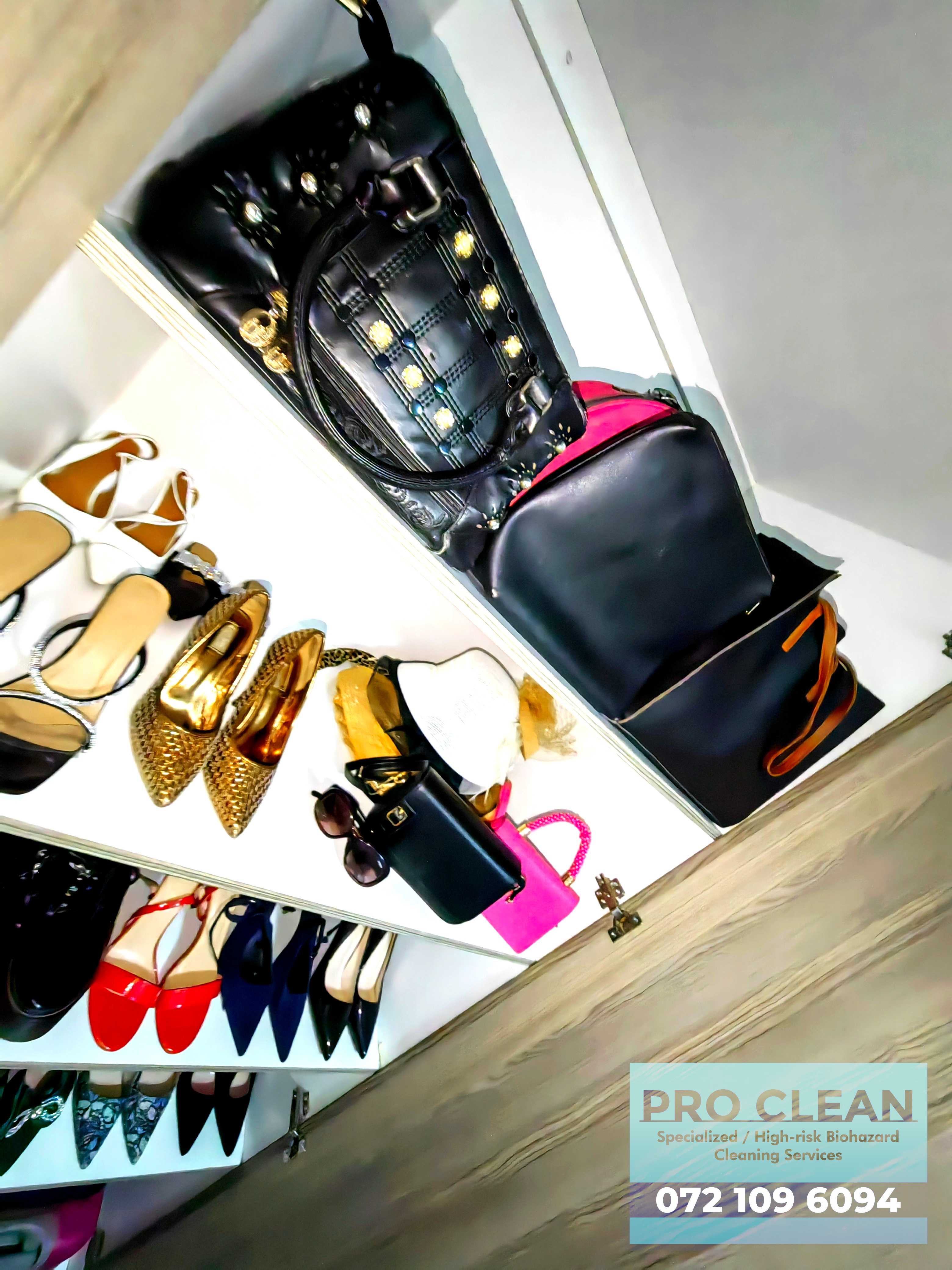 Closet and storage area cleaned